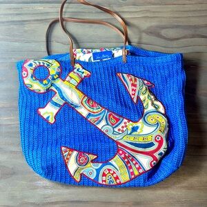GUC Vera Bradley Blue Anchor Paisley Bag Tote